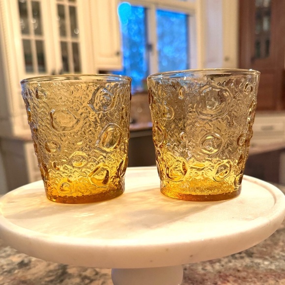 2 MCM Anchor Hocking Desert Amber Gold Milano On the Rocks Glasses MCM - Picture 3 of 6